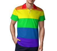 Ykklima Gay Pride LGBT Herren-Poloshirt mit Regenbogen-Flaggenmuster, kurzärmelig, feuchtigkeitsableitend, modisches Hemd für Herren, Stil, Klein