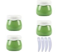 YKMYXZ, 4er-Pack, Leere rosafarbene 10-ml-Kosmetikdosen aus Kunststoff, Behälter for Lippenbalsam, Lotion, Aufbewahrungsbehälter for Gesichtscreme, Reiseflasche + 4 x Spatel(Groen)