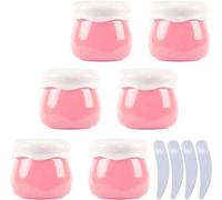 YKMYXZ, 6er-Pack, Leere rosafarbene 10-ml-Kosmetikdosen aus Kunststoff, Behälter for Lippenbalsam, Lotion, Aufbewahrungsbehälter for Gesichtscreme, Reiseflasche + 4 x Spatel(Roze)