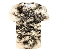 YKNIP Animal Dragon 3D-Digitaldruck Rundhals Lässiges Kurzarm-T-Shirt,Farbe8,2XL