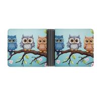 YKUDBN Herren-Geldbörse aus Leder, Motiv: Eulen auf einem Ast, niedliche Geldbörse für Damen, mit Reißverschluss, geeignet für den täglichen Gebrauch, auf Reisen, Eulen auf einem Ast, Einheitsgröße,