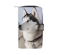 YKUDBN Herren-Geldbörse aus Leder, Motiv: Husky-Hunde, niedliches Portemonnaie für Damen, mit Reißverschluss, geeignet für den täglichen Gebrauch, 19,7 x 11 x 3,5 cm, XB0608021, Husky Dogs, 19,7 x 11