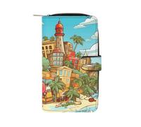 YKUDBN Herren-Geldbörse aus Leder, Motiv: Insel Kuba, niedliche Geldbörse für Damen, mit Reißverschluss, geeignet für den täglichen Gebrauch, Insel Cuba, 19,7 x 11 x 3,5 cm, Insel Kuba, 19.7x11x3.5cm