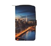 YKUDBN Herren-Geldbörse aus Leder, Motiv: New York City Landschaft, niedliches Portemonnaie für Damen, mit Reißverschluss, geeignet für den täglichen Gebrauch, 19,7 x 11 x 3,5 cm, XB0608021, New York