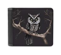 YKUDBN Herren-Geldbörse aus Leder, Motiv: späte Nacht, Eulen-Druck, niedliches Portemonnaie für Damen, Reißverschluss-Geldbörse, geeignet für den täglichen Gebrauch, Eulen-Motiv, Einheitsgröße, Late