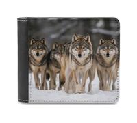 YKUDBN Herren-Geldbörse aus Leder, Motiv: Wölfe, niedliches Portemonnaie für Damen, mit Reißverschluss, geeignet für den täglichen Gebrauch, Wölfe, Einheitsgröße, Packung mit Wölfen, Einheitsgröße