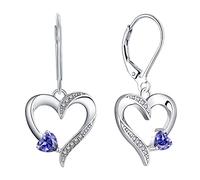 YL Herz Ohrringe 925 Sterling Silber Schnitt Dezember Geburtsstein Tansanit Liebe Herz Tropfen Ohrringe für Damen