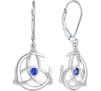 YL Keltische Ohrringe 925er Sterlingsilber September Geburtsstein Spinell blauer Mond und keltischer Knoten Ohrhänger für Damen