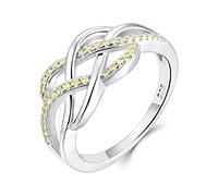 YL Keltischer Ring 925 Sterling Silber November Geburtsstein Citrin Jubiläum Ewigkeit Unendlichkeit Keltischer Knotenring für Damen(Größe 50）