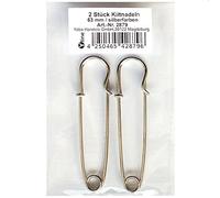 Yline 2 Stück Kiltnadeln silberfarben 63mm, Maxi Sicherheitsnadeln groß, Schmucknadel Ziernadeln Nadel Nadeln, 2879