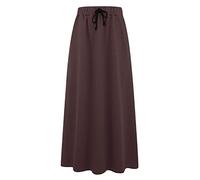 Ylingjun Damen-Fleece-Pullover-Röcke, Lange Röcke, elastische Taille, ausgestellt, Winterrock, Kaffee, XXX-Large