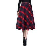 Ylingjun Damen Warme Wolle Midi Röcke Winter Herbst Hohe Elastische Taille A Linie Ausgestellte Wollröcke, Rot/Ausflug, einfarbig (Getaway Solids), Klein