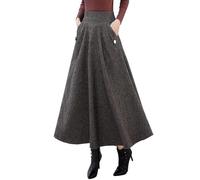 Ylingjun Kinghua Womens Wool Plaid Mini Skirt Fall Winter High Waisted Bodycon Pencil Skirt