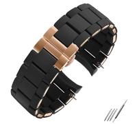 YLZCAM Armband aus Stahl und Silikon, kompatibel mit AR5890, AR5889, AR5858, AR5920, AR5868, AR8023, Uhrenarmband, Herren, 23 mm, Damen, 20 mm(Color:Black rose gold,Size:23mm for men)