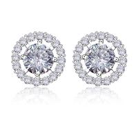 YMIMIWIWI -Damen Mädchen Ohrstecker Set Elegant 925 Silber plattiert mit Titan Nadel Allergiefrei für empfindliche Ohren 12.5mm Zirkonia Titan Silber Zirkonia