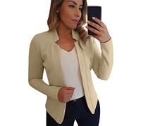 Yming Damen Einfarbiger Blazer Lässiger Blazer Mit Taschen Lässige Lose Jacke Khaki S