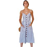 Yming Damen Swing Flower Pattern Kleider Midi Daily Swing Kleid Boho Boho Party Langes Kleid Hellblau S