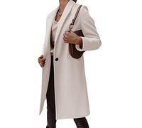 Yming Damen Wollmischung Erbsenmantel Lässige Winterjacke Ein Knopf Revers Trenchcoats Mit Taschen Beige M