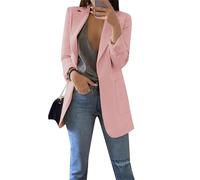 Yming Frau Strickjacke Reverskragen Langarm Jacke Langarm Blazer Rosa M