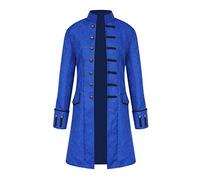Yming Herren Einfarbig Mode Gehrock Mittelalterlich Halloween Retro Herrenbekleidung Blau S