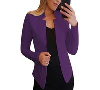 Yming Jacke Blazer Damen Langarm Lose Strickjacke Leichte Elegante Strickjacke Violett XXL