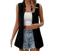 Yming Lässiger Blazer Ärmellose Oversize Business Jacken Mit Offenem Kragen Und Schmal Geschnittener Arbeitskleidung Schwarz 5XL