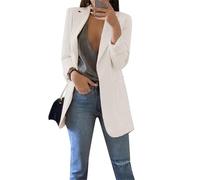 Yming Reverskragen Blazer Damen Suit Freizeitjacke mit Taschen Lässige Strickjacke Weiß 3XL