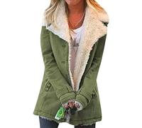 Yming Winter Casual Warm Mäntel Für Frauen Plus Größe Jacken Parka Einfarbig Sherpa Gefüttert Jacken Grün XL