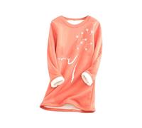 Yming Womens Crewneck Casual Cat Paw Pattern Unterwäsche Loose Fit Pullover Fleece gefütterte Tops Wassermelonen Rot L