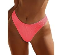 Ymisan, Damen Bikinihose, geripptes Design, hoch geschnitten mit mittlerer Taille und frecher Passform für einen modernen, schmeichelhaften Look, korallenpink, S