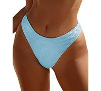 Ymisan, Damen Bikinihose, geripptes Design, hoch geschnitten mit mittlerer Taille und frecher Passform für einen modernen, schmeichelhaften Look, Hell, blau, Medium