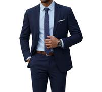 YND Herren 2-teiliger EIN-Knopf-Anzug, schmale Passform, Jacke und Hose mit Krawatte, für Business, Hochzeit, Party, Abschlussball, Dunkelblau, L
