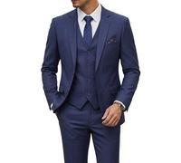 YND Herren-Anzug-Set, schmale Passform, 2 Knöpfe, 3-teilig, einfarbig, Blazer, Jacke, Weste, Hose und Krawatte, XL