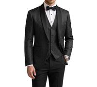 YND Herren-Smokinganzug-Set, 3-teilig, schmale Passform, Schalkragen, Blumenmuster, Business-Blazer, Weste, Hose mit Fliege
