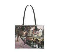 YNot Yes Bag Große Shopper mit Print und Reißverschluss, Amsterdam Bridge - Farb-Varianten: Multicolor