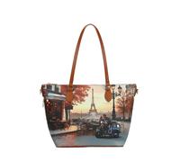 YNot Yes Bag Shopper wasserfest mit City-Print und Reißverschluss, kisses from Paris - Farb-Varianten: Multicolor