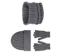 YNPQTDS Set aus Mütze und Schal für Damen, Set aus Schal und Handschuhen für Damen, Mütze, Schal, Handschuhe, warme Mütze und Fäustlinge, Strickmütze, Wintermütze und Handschuhe für, grau, Se référer