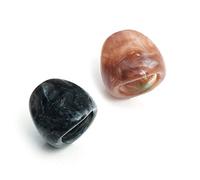 YO-HAPPY 2Pcs Acryl Ring Breiter Chunky Ring Retro Harz Stapelbare Achat Ringe Kit Damen