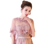 YO-HAPPY Frauen Schal, Frauen Single Layer Sheer High Low Hochzeit Schal Wrap Floral Lace Applique Spleißen Trim Brautabend Cape Shrug Capelet Bolero