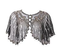 YO-HAPPY Frauen Schal, Womens 1920er Jahre European Vintage Schal Glitter Pailletten gestreifte Perlen Schiere Luxus Deko Abend Cape Dance Bolero Flapper Cover Up