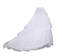 YO-HAPPY Frauenrock, Frauen Braut 2 Reifen 3 Schicht Tüll Hochzeit Lange nachlaufender Petticoat bodenlang elastische Taille Fischschwanz Krinoline Slip Unterrock