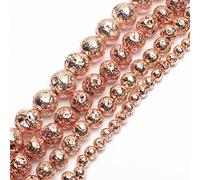 Yochus Armband mit runden Lavastein-Perlen, 6 mm, Roségold, zur Schmuckherstellung
