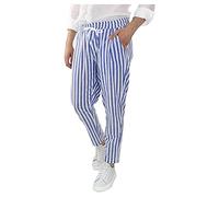 YOCIA Gestreifte Hose Herren Leinenhosen Freizeithose Lang Leichte Sommerhose Herren LäSsige Freizeithose Mit Seitentaschen Bequeme Hose Herren