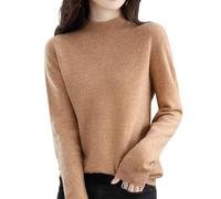 YODAOLI Cashmere Sweaters for Women, Cashmere Long Sleeve Crew Neck Soft Warm Pullover Knit Jumpers, Women Cashmere Sweaters (Brown,Medium)
