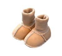 YODAOLI Warm Fur Baby Sock Shoes, Cute Fur Baby Sock Shoes, Winter Warm Snow Boots Soft Sole Crib Shoes Booties (Brown,13cm)
