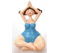 Yoga Dame im Badeanzug blau sitzend 12 cm Mädchen Rubensfrau mollige Dame Badenixe Dicke Frau Badezimmer Figur Schwimmerin