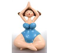 Yoga Dame im Badeanzug blau sitzend 15 cm Mädchen Rubensfrau mollige Dame Badenixe Dicke Frau Badezimmer Figur Schwimmerin