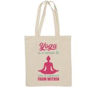 Yoga Is A Mirror To Look At Ourselves From Within Lotus Pose Natürliche Baumwoll-Tragetasche, Weiß