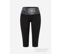 Yoga Leggings Capri Madhya Maui - schwarz/natur von The Spirit of OM Schwarz/Schwarz - Gr. - XS