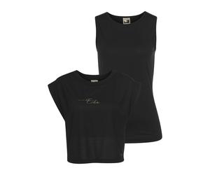 Yoga & Relax Shirt OCEAN SPORTSWEAR "Soulwear - 2-tlg. Yoga Shirt & Top", Damen, Gr. 36, schwarz (schwarz, schwarz), Obermaterial: 92% Polyester, 8% Elasthan. Oberes Obermaterial: 65% Polyester, 35% V